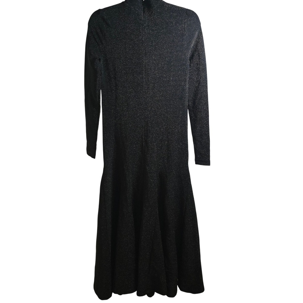 Ganni Baxter Sparkle Mock Neck Maxi Dress Brown Black Metallic Long Sleeve XS/S - Picture 8 of 11